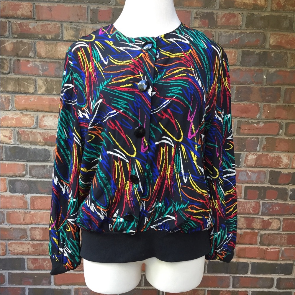 Vintage Multi Splatter Bomber Top